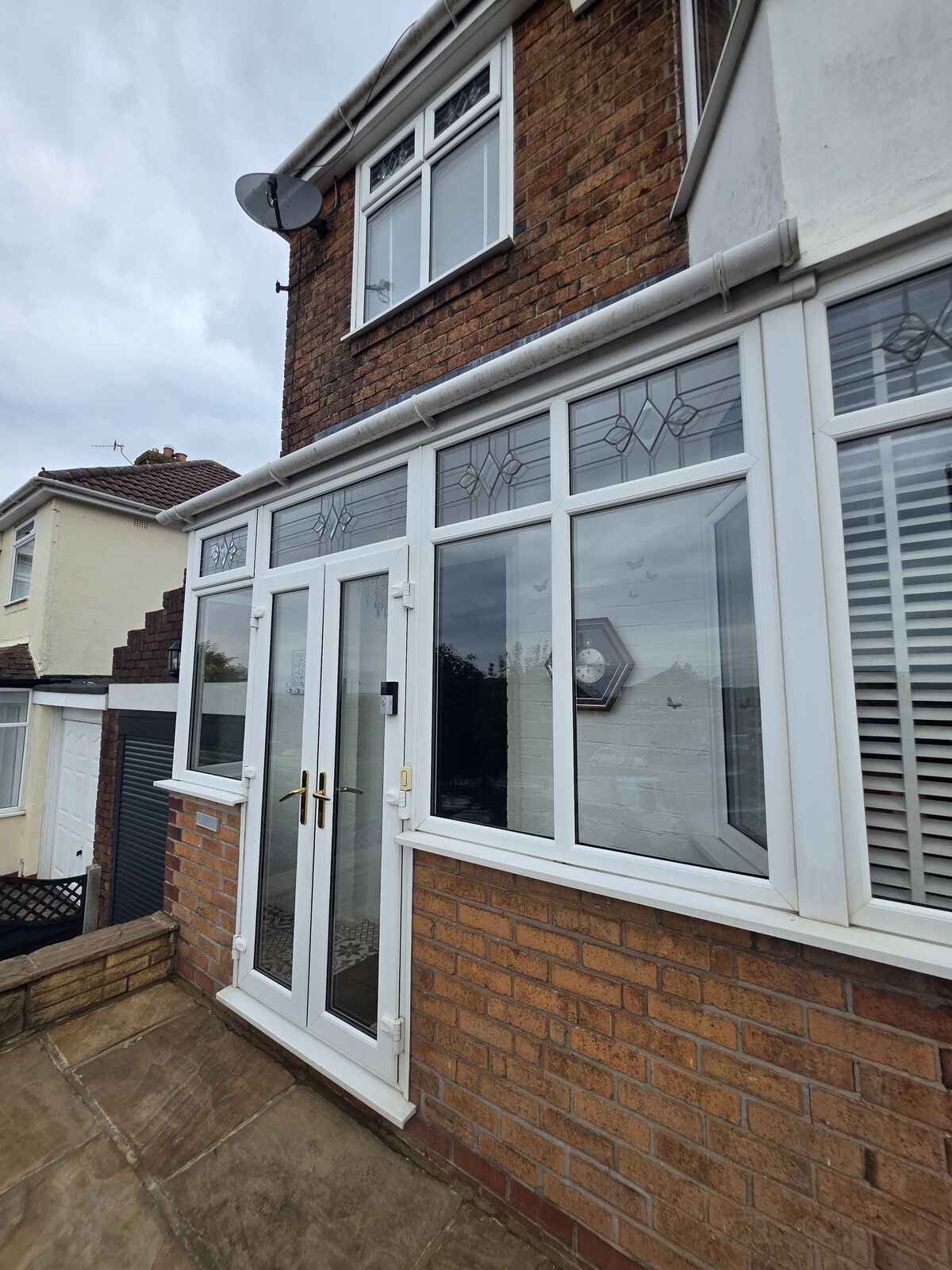 Porch windows with clear glass before tint film was applied